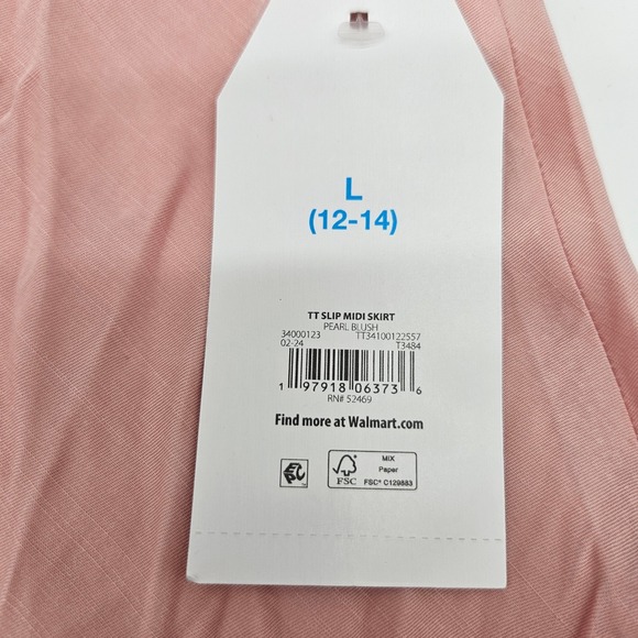 Time and Tru Pearl Blush Slip Midi Skirt with Side Slit Size Large - Picture 3 of 7